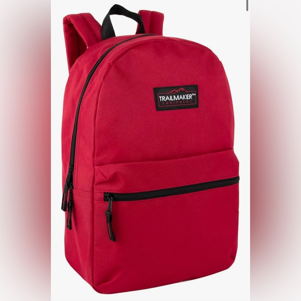 Trail maker Classic 17 inch Red Backpacks with Adjustable Padded Straps